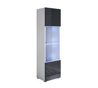 MB Muebles Bonitos | Vitrina con Patas 2 cm Luke V6 para Salón o Comedor Moderno con Luz LED | Mueble Modular de Melamina Brillo | Color Blanco y Negro | 40x167x29 cm
