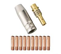 MB15 - Juego de 12 boquillas de soldadura MIG y puntas de contacto con soporte de punta M6 de 0 8 mm para consumibles de antorcha MIG 14AK y 15AK (1 mm)