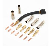 MB15AK - Juego de piezas de repuesto para soplete de soldadura (21 piezas, refrigerado por aire, para soldador MIG MAG, boquillas de contacto, 0,8 mm)