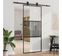 MBDRKVGF Puerta corredera de aluminio con tope de puerta de cristal, 90 x | Diseño transparente, mecanismo deslizante que ahorra espacio, ambiente moderno