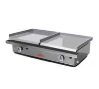 MBH - Plancha a gas industrial 400x400+400x400 mm económica para hostelería. Fry Top dos zonas profesional de acero laminado para bar y restaurante.