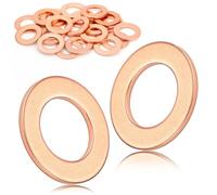 Mbsomnus Arandelas de cobre M14 x 20 mm, 15 anillos de sellado de cobre, junta de tapón de sumidero plano, arandelas métricas planas para accesorios de combustible, conexión de línea de aceite
