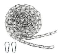 Mbsomnus Cadena 10 M 3 mm Cadena Resistente de Acero Galvanizada con Eslabones Soldados y Mosquetón para Columpio, Bicicleta y Tendedero