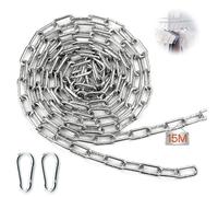 Mbsomnus Cadena 15 M 3 mm Cadena Resistente Cadenas Cadena de Acero Cadena de Metal Cadena Galvanizada con Eslabones Soldados y Mosquetón Catena para Cadena Columpio Bicicleta