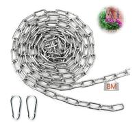 Mbsomnus Cadena 8 M 3 mm Cadena Resistente Cadenas Cadena de Acero Cadena de Metal Cadena Galvanizada con Eslabones Soldados y Mosquetón Catena para Cadena Columpio Bicicleta