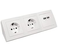 MC POWER - Bloque de enchufes para debajo de los muebles | Flair | 2 enchufes con protección de contacto + 2 x USB, cable de 15 cm, 250 V ~ / 16 A, construcción, color blanco mate