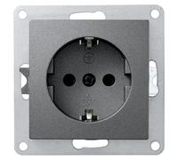 MC POWER - Enchufe con protección de contacto | FLAIR | 250 V ~/16 A, UP, protección insertable, antracita, mate
