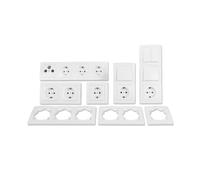 MC POWER - FLAIR - Juego de enchufes e interruptores de pared I Salón I 20 piezas I Interruptor de luz, toma de corriente Schuko, toma de antena blanco mate