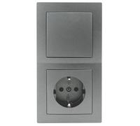 MC POWER - Flair - Juego de enchufes e interruptores de pared | puerta de 2 enchufes | 3 piezas | interruptor de protección de contacto con marco antracita, mate