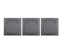 MC Power - Juego de 3 enchufes con protección de contacto IP44 | Flair | 250 V ~/16 A, enchufe empotrado con tapa abatible, antracita, mate