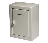 MCB Classic - Caja de metal - Caja de donación - Caja de comentarios - Caja de colección segura - Urna - Buzón de boletos - Fácil montaje en pared, cerradura con candado (no incluido)