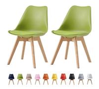 mcc direct Juego de 2 sillas de comedor, sillas de cocina, sillas de oficina, silla de diseño, Eva (verde)