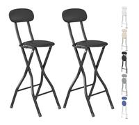 mcc direct Juego de 2 taburetes plegables para barra de desayuno, cocina, restaurante, sillas plegables de piel sintética con estructura de metal, sillas altas acolchadas (negro)
