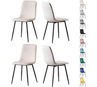 mcc direct Juego de 4 sillas de comedor de diseño de terciopelo, patas metálicas, sillas Lexi (beige)..