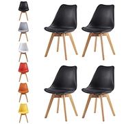 mcc direct Juego de 4 sillas de comedor, sillas de cocina, oficina, salón, silla de diseño, silla Eva (negro)