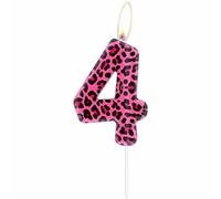 mciskin Velas con números de leopardo rosa, decoraciones de cumpleaños de leopardo, velas de guepardo rosa número 4 para pastel, decoraciones de 4º cumpleaños para niñas, tema de guepardo para niñas y
