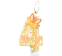 mciskin Velas de cumpleaños número 4 de conejo, vela naranja número 4 para pastel, decoraciones de cumpleaños número 4 para niñas y niños, decoraciones de pastel de conejo para fiesta temática de