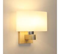 Mckalen Aplique de Pared Interior de Madera, E27 Lámpara de Pared con óvalo Pantalla de Vidrio, Moderne Luz de Pared para Dormitorio, Pasillo, Sala de Estar, Escalera (Bombillas no Incluidas)
