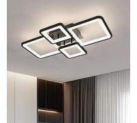 Mckalen Lámpara de Techo LED Moderna, 56W 6300LM Plafon Led Techo Cuadrada Design, Negro Lámpara de Techo para Salon Comedor Cocina Dormitorio Sala de Estudio,Luz Natural 4500K