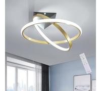 Mckalen Lámpara de Techo LED Regulable, 32W 3600LM Moderno Plafón LED con Mando a Distancia 3000K-6500K, Dorado 360° Giratorio Luz de Aluminio para Dormitorio Comedor Salón, Ø41CM