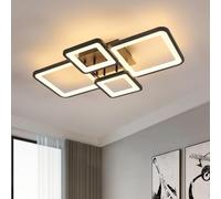 Mckalen LED Lámpara de Techo de Acrílico Negro 56W Blanca Cálida 3000K | 56W 6300LM Plafon LED Techo Cuadrada Design, Negro Lámpara de Techo para Salon Comedor Cocina Dormitorio Sala de Estudio