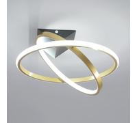Mckalen Plafón LED Moderno, 32W 3600LM Lámpara de Techo Dorado, 360° Giratorio Luz de Techo Aluminio para Dormitorio Comedor Salón Baño Pasillo, Blanco Frío 6500K, Ø41CM