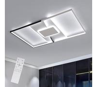 Mckalen Plafón LED Techo 97CM, 44W 4950LM Lámpara de Techo Regulable con Mando a Distancia, 3000K-6000K, Cuadrada Design Luz para Salón Cocina Dormitorio Sala de Estudio, Negro y Blanco