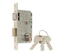 MCM Cerradura de embutir 1 punto con picaporte y palanca reversible, níquel, modelo 2501-135an311