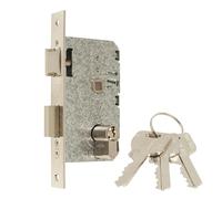 MCM Cerradura de embutir 1 punto con picaporte y palanca reversible, acabado níquel