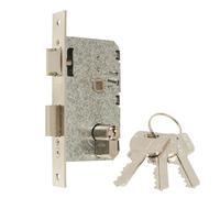 MCM Cerradura de embutir 1 punto con picaporte y palanca reversible, acabado níquel