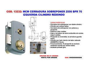 MCM Cerradura de sobreponer 2556 BPR 70 - Izquierda con cilindro redondo