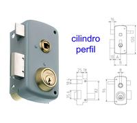 MCM Cerradura de Sobreponer 2556BP Derecha Pintada con Cilindro de Perfil 60mm
