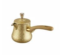 MCMUZKZS Cafetera Tetera Hervidor Jarra de Acero Inoxidable Resistente y Mango de Madera Robusto con Diseño Versátil para Calentar Leche Café O Salsas Adecuada, 550ML, TapaDorad Estilo2