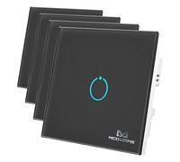 MCO Home Z-Wave Interruptor de panel táctil de vidrio, 1 relé, Negro, MH-S311 (Paquete de 4)
