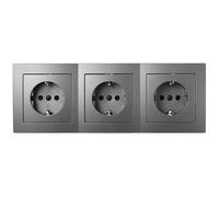 McPower FLAIR Set de enchufes de pared | Beginner 3S | 4 piezas | Toma de corriente triple con marco, enchufe con protección infantil, antracita, mate