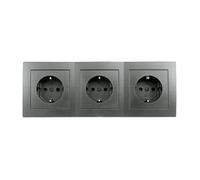 McPower juego de enchufes Flair "Beginner 3S Profi" | 4 piezas | 3 tomas 250V~/16A + marco triple | instalación empotrada con conexión rápida, diseño moderno