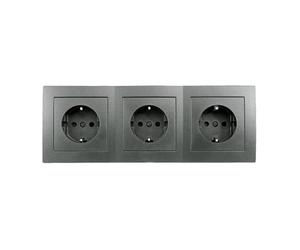 McPower juego de enchufes Flair "Beginner 3S Profi" | 4 piezas | 3 tomas 250V~/16A + marco triple | instalación empotrada con conexión rápida, diseño moderno