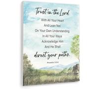 MDBJTCYZN Faith Based Wall-Art Trust in The Lord Proverbs 3 5 6 Scripture Canvas Print Inspirational Gift for Her Home Decor(Framed,08x12inch(20x30cm))