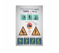 MDBJTCYZN First Canvas Wall-Art A Guide to Preventing Slips Trips and Falls for Employees and Visitors(Framed,08x12inch(20x30cm))