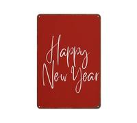 MDBJTCYZN Happy Year Wall Decor Embossed Metal Sign Cute Holiday Greeting Botanical Party Decoration 8 X 12 inch