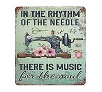 MDBJTCYZN In The Rhythm of Needles There is Music for The Soul Metal Tin Sign Vintage Sewing Room Wall-Art For Craft Studio 8 X 12 inch