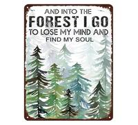 MDBJTCYZN Into Forest I Go Lose Mind Find Soul Metal Sign 12x8 Inch | Nature inspired tin plaque with calming forest quote for room cabin wall