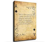 MDBJTCYZN Life Is Like A Game of Poker Quote Vintage Canvas Art for Living Room Aesthetic(Framed,16x24inch(40x60cm))
