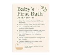 MDBJTCYZN Newborn Bath Time Guide First Steps Canvas Wall-Art for Nursery or Bathroom Decor(Framed,12x18inch(30x45cm))