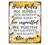 MDBJTCYZN Retro Vintage Garden Rules Metal Tin Sign Farmhouse Wall Decor for Patio Shed Home Office 8 X 12 inch