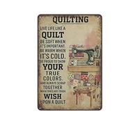 MDBJTCYZN Rustic Quilt Pattern Metal Tin Sign Vintage Sewing Enthusiast Gift Inspirational Wall Decor For Craft Room Home Office Art 8x12 Inch