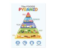 MDBJTCYZN Science Poster Food Pyramid Chart Healthy Educational Classroom Wall Decor Learning Diet Visual Aid(Framed,16x24inch(40x60cm))