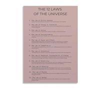 MDBJTCYZN The 12 Laws of The Universe Inspirational Poster Canvas Wall-Art for Spiritual Study Office Bedroom Decor(Framed,12x18inch(30x45cm))