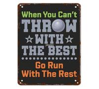 MDBJTCYZN Vintage Tin Metal Wall Sign Put Track Field Inspirational Quote When You Cant Throw With The Best Go Run With The Rest for Gym Home Office Decor 8 X 12 in