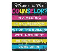 MDBJTCYZN Vintage Tin Sign Where is The Counselor Office Door Plaque with Sliding Status Arrows for School Counseling Room Therapist Desk Decor 8 X 12 Inch